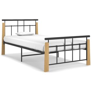 Lumarko Rama łóżka, metal i lite drewno dębowe, 100x200 cm!