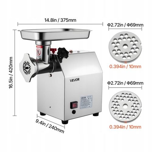 VEVOR Maszynka Do Mielenia 850W Żelazo Aluminium Do Kuchni 5,5 na Arena.pl