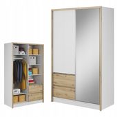 SZAFA GARDEROBA PRZESUWNA LILIA ARTISAN 130CM DUŻA DRĄŻEK LUSTRO