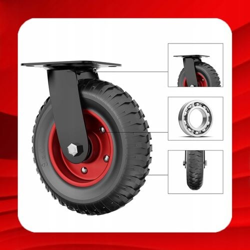 KÓŁKO OBROTOWE DO WÓZKA 200 mm DO 235 KG KOŁO JEZDNE GUMOWE BEZDĘTKOWE na Arena.pl