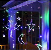 KURTYNA ŚWIETLNA LED GWIAZDKI Lampki Świąteczne Multicolor Girlanda 138 LED
