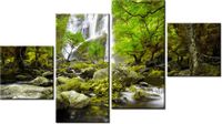 90CM 160 OBRAZ 4 ELEM WODOSPAD ZIELENI ŚCIENNY