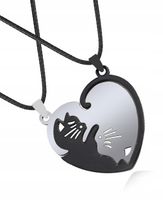 Naszyjniki Serduszko Połówy Koty Komplet Yin Yang 2x Wisory dla Zakochanych