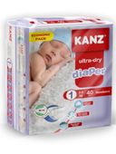 Pieluchy dziecięce bawełniane dry rozmiar1 newborn 2-5kg 40szt kanz