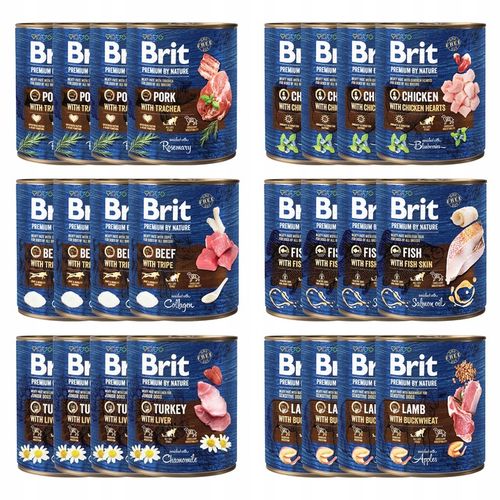 BRIT BY NATURE Karma mokra dla psa mix smaków 24 x 800g ADULT Bezzbożowa na Arena.pl