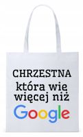 Torba Biała Eco Shopper Dla Chrzestnego Prezent Z Nadrukiem Ze Zdjęciem