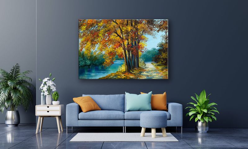 OBRAZ NA PŁÓTNIE 071 Nad rzeką 40x30cm zdjęcie 4