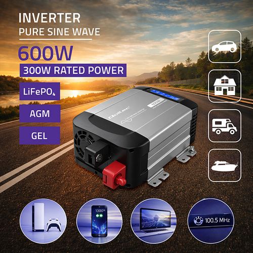 Qoltec przetwornica 12V/230V 300W LCD na Arena.pl