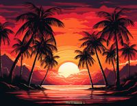 Plakat 65x50cm Palmy Przy Lagunie