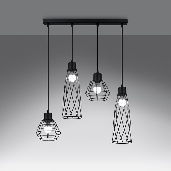 Lampa wisząca SUBA 4L czarna zdjęcie 3