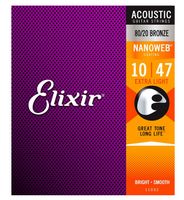 Struny do gitary akustycznej Elixir 11002 80/20 Bronze NANOWEB 10-47