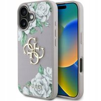 Etui Guess Grained Roses Big 4G logo do Apple iPhone 16 fioletowy