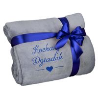 Ciepły Koc z Mikrofibry 200x220 z Haftem Dedykacji Prezent na Dzień Dziadka