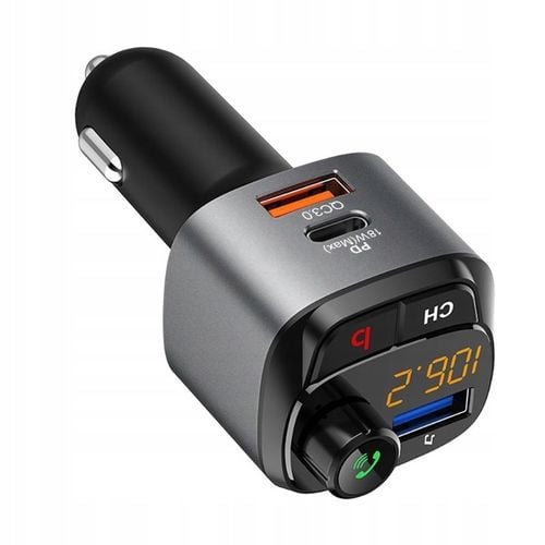 TRANSMITER SAMOCHODOWY FM BLUETOOTH ZESTAW GŁOŚNO MÓWIĄCY ŁADOWARKA QC na Arena.pl