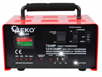 GEKO PROSTOWNIK ŁADOWARKA SAMOCHODOWA ROZRUCH DO KLEMY 75A 6V / 12V G80020