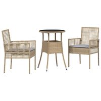 Zestaw do jadalni w ogrodzie 3 pcs Beżowy Polirattan
