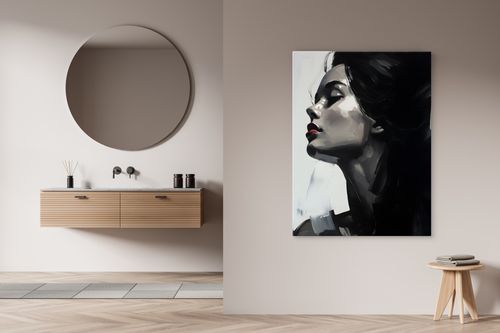 Obraz Na Ścianę Kobiecy PORTRET Abstrakcja Czerwone Usta 70cm x 100cm na Arena.pl