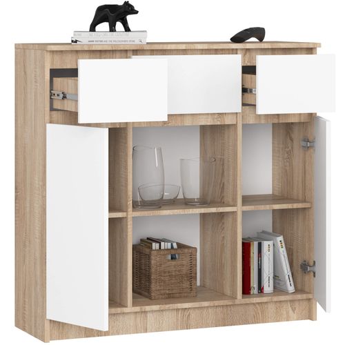 KOMODA K100 2D 3SZ 1P PK DĄB SONOMA / BIAŁY na Arena.pl