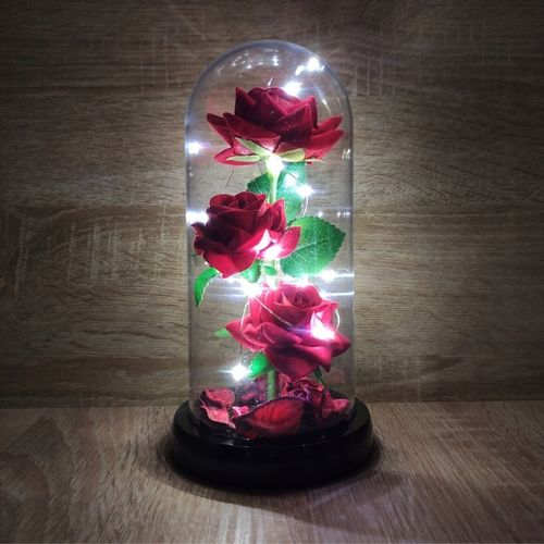 WIECZNA RÓŻA W SZKLE LED JAK PRAWDZIWA KWIATY POMYSŁ NA PREZENT WALENTYNKI na Arena.pl