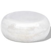 Stolik kawowy z młotkowanego aluminium, kolor srebrny