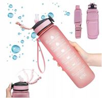 BUTELKA MOTYWACYJNA WODĘ TRITAN BIDON SPORTOWY FIT 900ml GRATIS POKROWIEC