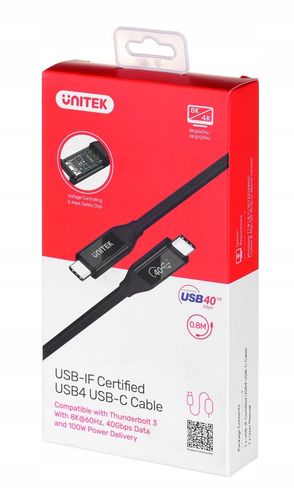 Kabel Unitek USB typ C - USB typ C 0,8 m czarny na Arena.pl