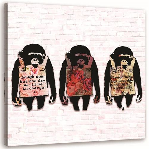 OBRAZ NA PŁÓTNIE Banksy Małpy Kolorowy 50x50 na Arena.pl