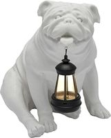 Lampa Solarna LED Ogrodowa Figurka Psa Rzeźba Żywiczna Biała Wodoodporna