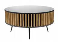 Nowoczesna Ława Do Salonu Czarna + Lamele 90 cm RODA TS - 2 Kolory