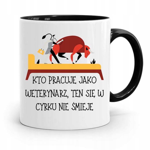 Kubek Czarny Dla Weterynarza Kto Pracuje Jako Z Nadrukiem Ze Zdjęciem zdjęcie 1