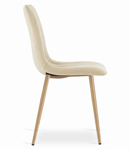 Krzesło LAVA - jasny beż aksamit / nogi kolor drewna x 4 na Arena.pl