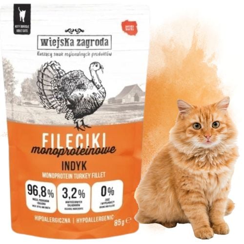 karma mokra dla kota fileciki monoproteinowe indyk 85g wiejska zagroda na Arena.pl