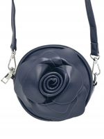 Erick Style - torebka listonoszka skóra ekologiczna kwiatek 3D granat H1232