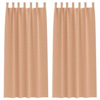 Zasłony z zasłonami 2 pcs Jasnobrązowy Poliester