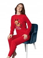 Damska piżama z bawełny ocieplana świąteczna na prezent zimowa L