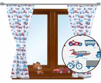 KOMPLET ZASŁON dziecięcych AUTA samochody samoloty do pokoju chłopca CITY