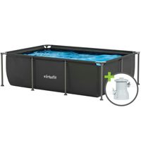 Basen stelażowy VirtuFit prostokątny 260x180 cm z pompą filtrującą antracyt