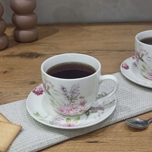 LIVELLO KOMPLET 2 FILIŻANEK PORCELANOWYCH ZE SPODKIEM 250 ML / 14 CM KWIATY na Arena.pl