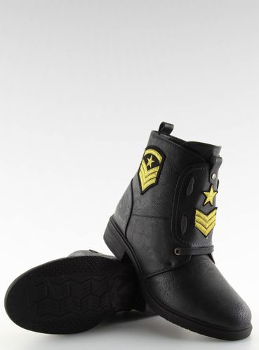 Botki workery z naszywkami czarne H-4  BLACK - 40 na Arena.pl