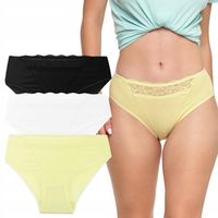 Majtki Figi Szorty Damskie Bawełniane Gładkie Koronkowe MORAJ 3-szt - XXL