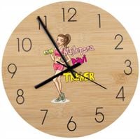 Bambusowy ZEGAR ścienny nadruk UV PREZENT DLA TRENERKI + IMIĘ