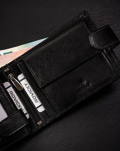 duży portfel męski ze skóry naturalnej zapinany na zatrzask - rovicky na Arena.pl