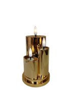 Świeca świeczka led dekoracyjna złota potrójna 15cm*8cm