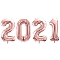 Balony foliowe na sylwestra rok 2021 86 cm różowe złoto