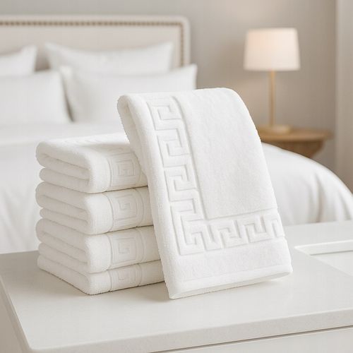 RĘCZNIK KĄPIELOWY BAWEŁNIANY FROTTE HOTELOWY WZÓR GRECKI BIAŁY 70x140 na Arena.pl
