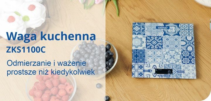 Waga kuchenna elektroniczna ZELMER ZKS1100C 5 kg LCD szkło wzór zdjęcie 9