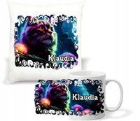 Zestaw PODUSZKA + KUBEK KOT KOTEK KOTY IMIĘ PREZENT z napisem dedykacją