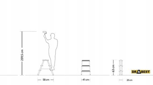 Drabinka dwustronna 3 stopniow 125KG Schodki taboret stopnie drabina Polska na Arena.pl