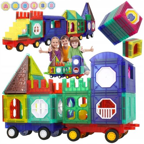 KLOCKI MAGNETYCZNE 3D Edukacyjne DUŻE PANELE Konstrukcyjne ZESTAW 72 el. na Arena.pl