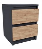 Szafka nocna 2 szuflady komoda stolik nocny Antracyt + Craft